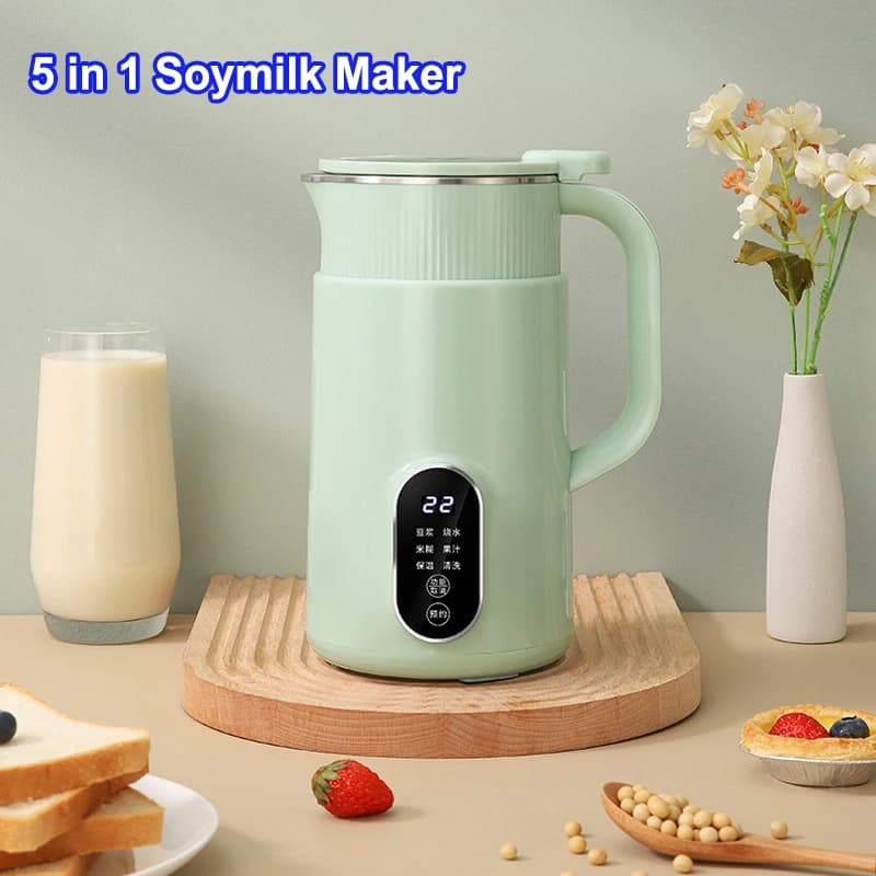 2025 New 5 in 1 Soy Milk Maker with LED Digital Display, 800ml Multifunctional Wall Breaker Juicer Household Electric Kettle