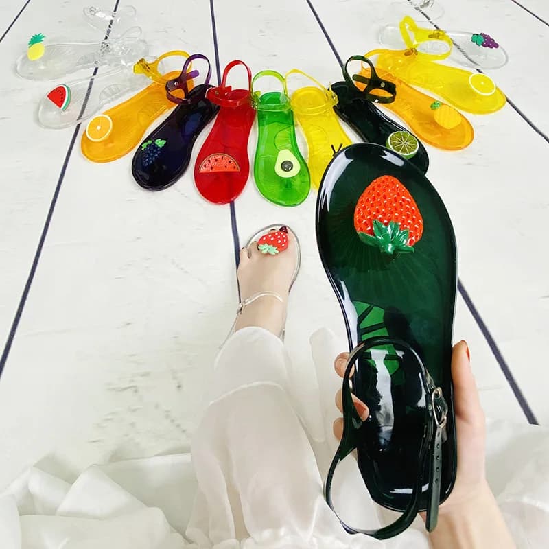 Summer Women Jelly Flip-Flops Lady Non-Slip Flat Beach Shoes Adult Single-Band Toe-Post Sandals Bathroom Casual Shoes Everyday