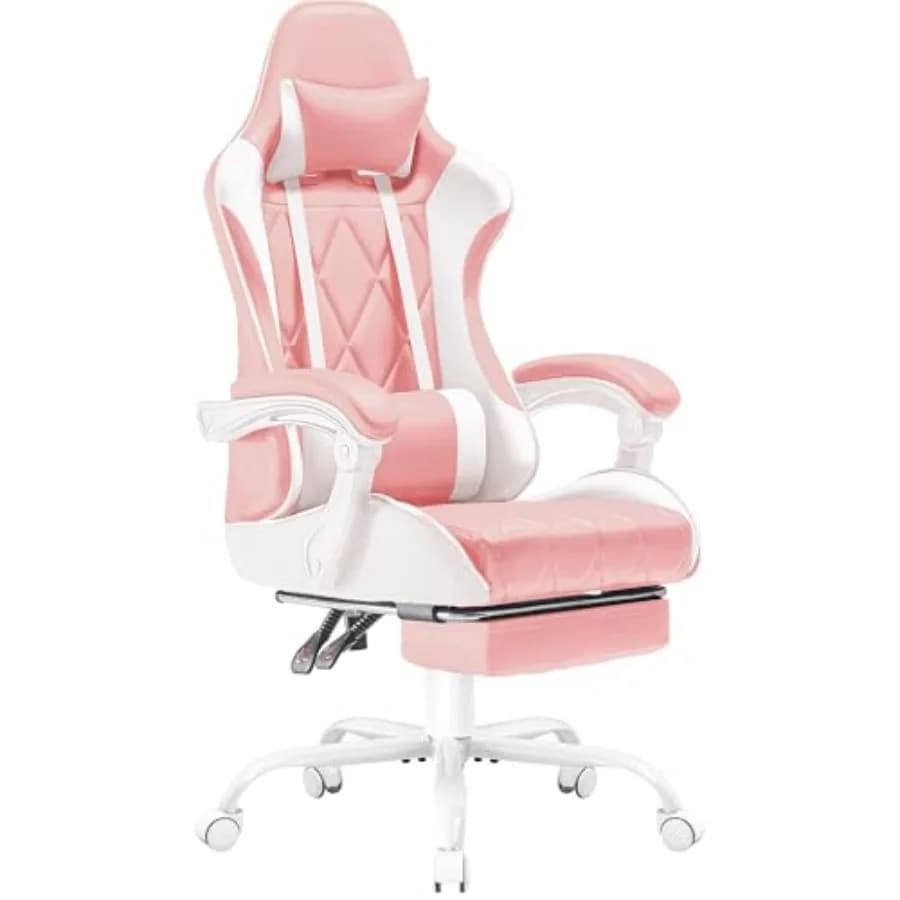 Sedia da Gaming Ergonomica con Poggiapiedi e Supporto Lombare Massaggiante, Sedia da Computer con Schienale Alto e Seduta Girevole
