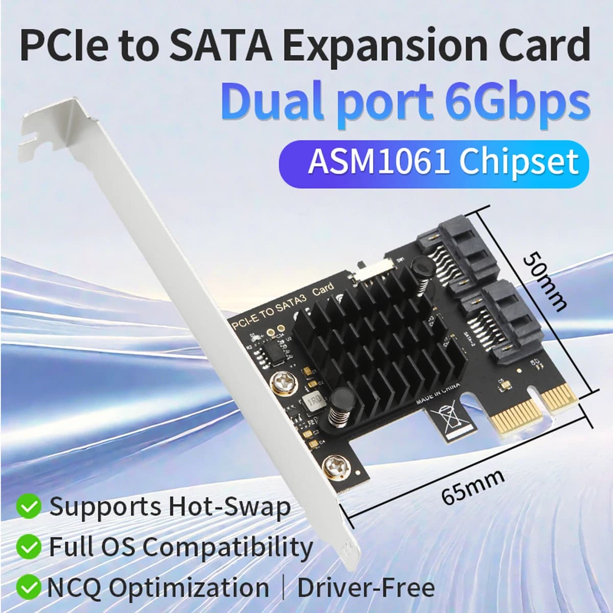 Scheda di espansione PCIe SATA 3.0 ASM1061 Controller a 2 porte 6Gbps Adattatore hot-swap per unità ottica HDD SSD NAS Windows Linux