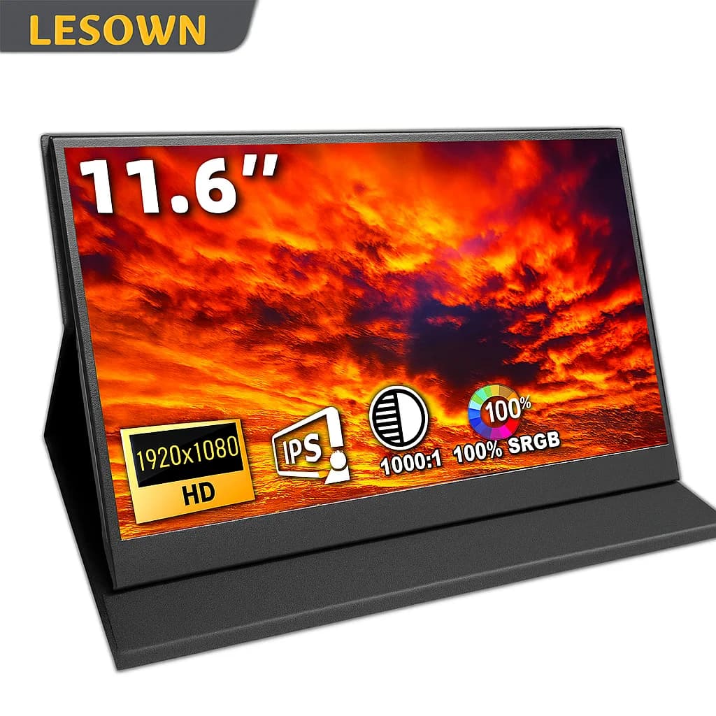 LESOWN 11.6" Touchscreen Portable Monitor 1920x1080 Full HD IPS LCD Display for Xbox/PS4/Raspberry Pi – Extended Gaming Screen