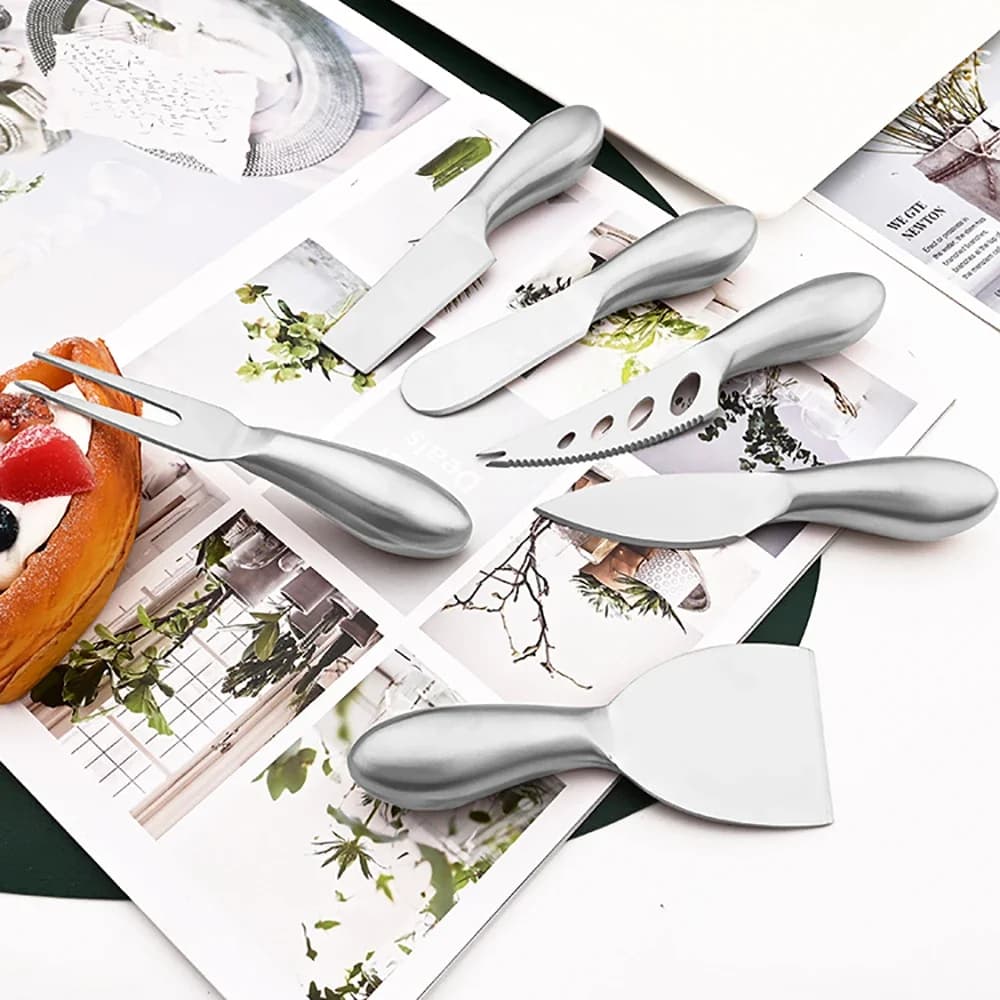 Set di 6 Utensili per Tagliare il Burro, Spatole per Formaggio e Marmellata, Coltello Multifunzione per Burro e Pane, Accessori da Cucina