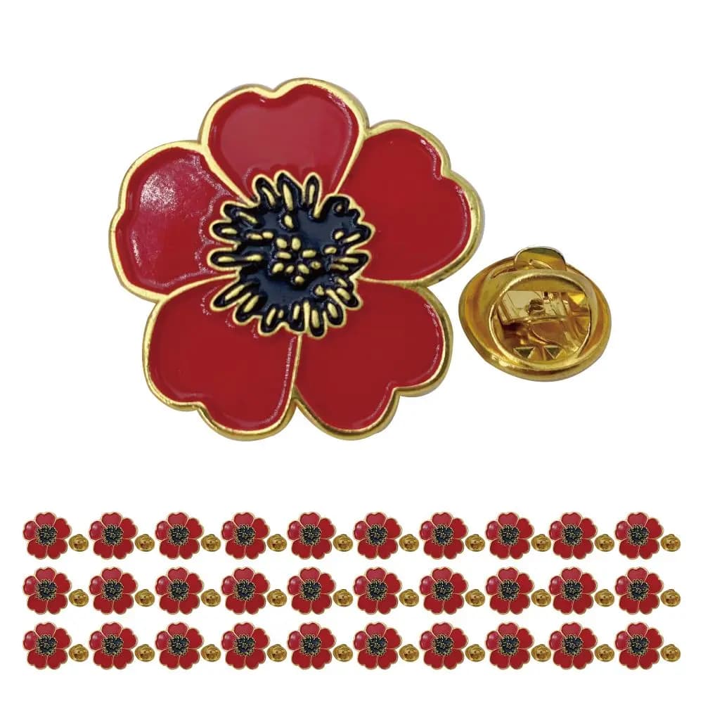 Spilla da bavero smaltata a forma di papavero per il Memorial Day e il Giorno dei Veterani, 1 pollice, souvenir per uomo e donna, per vestiti, borse e cappelli