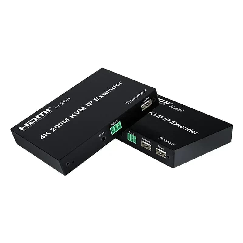 Extender KVM HDMI 4K 200M Via Ethernet Cable RJ45, Transmitter and Receiver KVM IP HDMI, Video Converter from PC to TV H.265