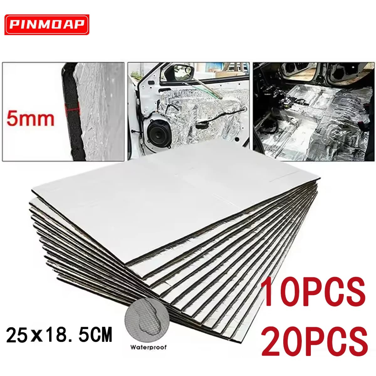 10 20PCS Thermal and Hearing Insulating Cotton Car Caps 5mm Aluminum Sheet Door Cover Insulating Vibration Mats Noise Protection Mats