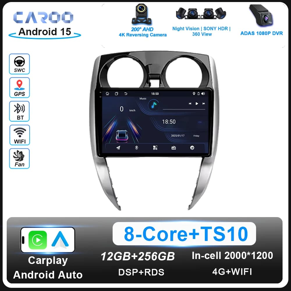 Android 15 Auto DVD Carplay Per Nissan Nota 2 E12 2012 -2021 Auto Radio Stereo GPS di Navigazione Lettore Multimidia WIFI NO 2Din 4G