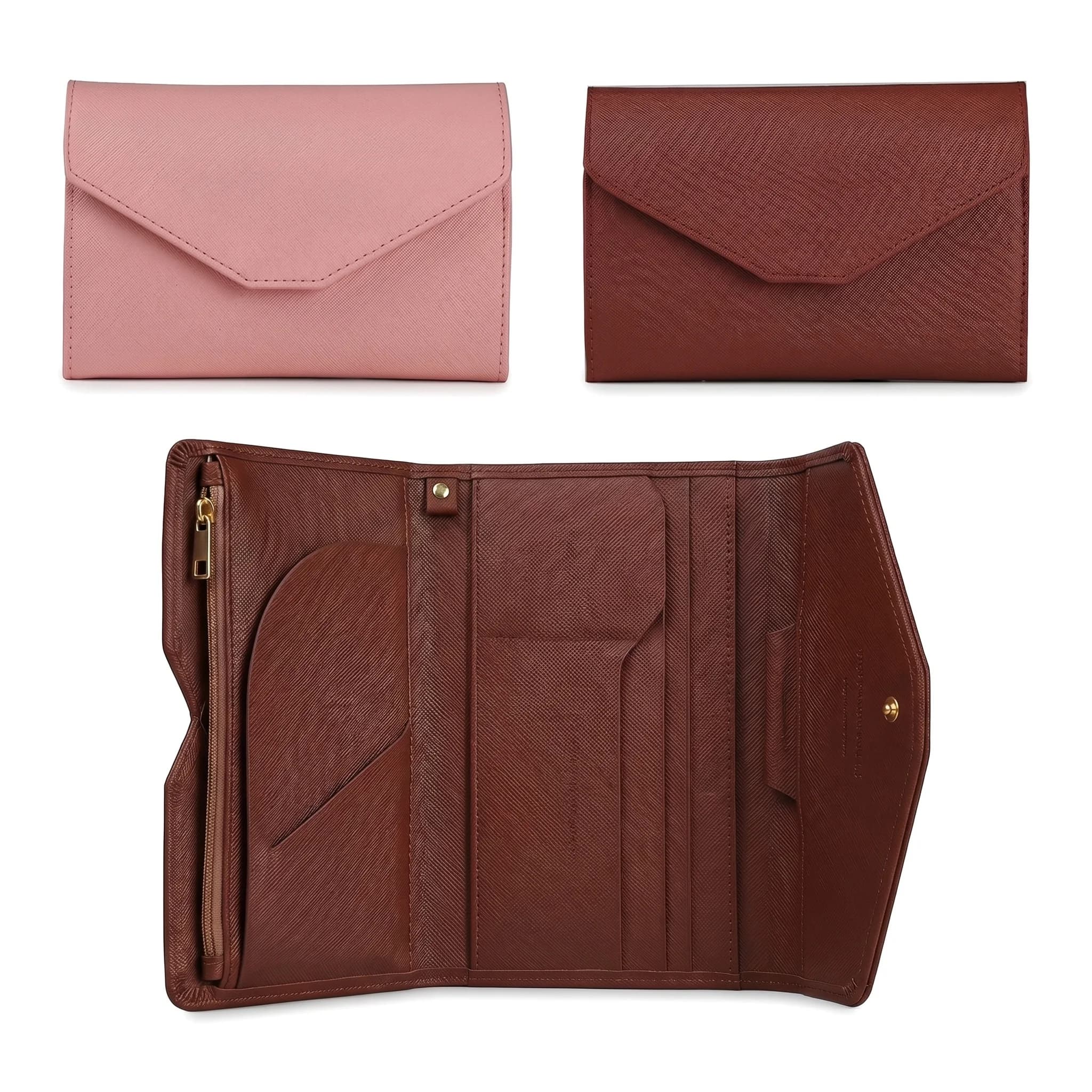 Portafoglio da Viaggio Pomelo in Pelle PU, Porta Carte Multiplo Stile Busta, Pochette per Donne