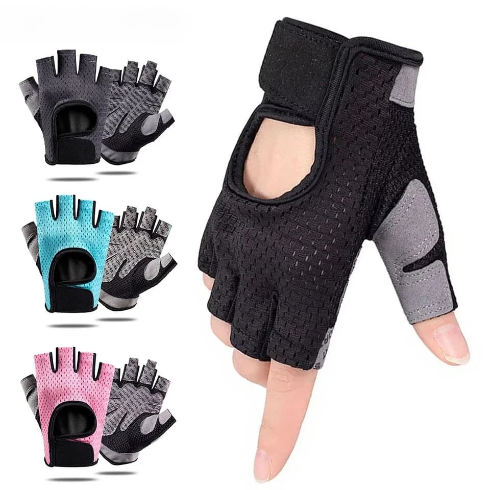 1 Paio di Guanti da Sollevamento Pesi Mezze Dita Antiscivolo Ammortizzanti, Guanti Traspiranti da Ciclismo e Palestra, Protection Solare Unisex