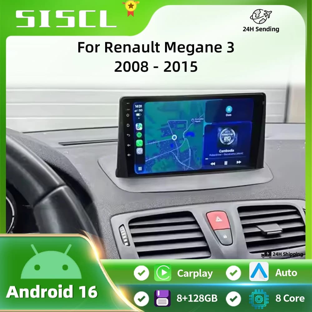 Autoradio Android 16 per Renault Megane 3 Fluence Samsung SM3 2008-2017 con DSP, CarPlay e GPS