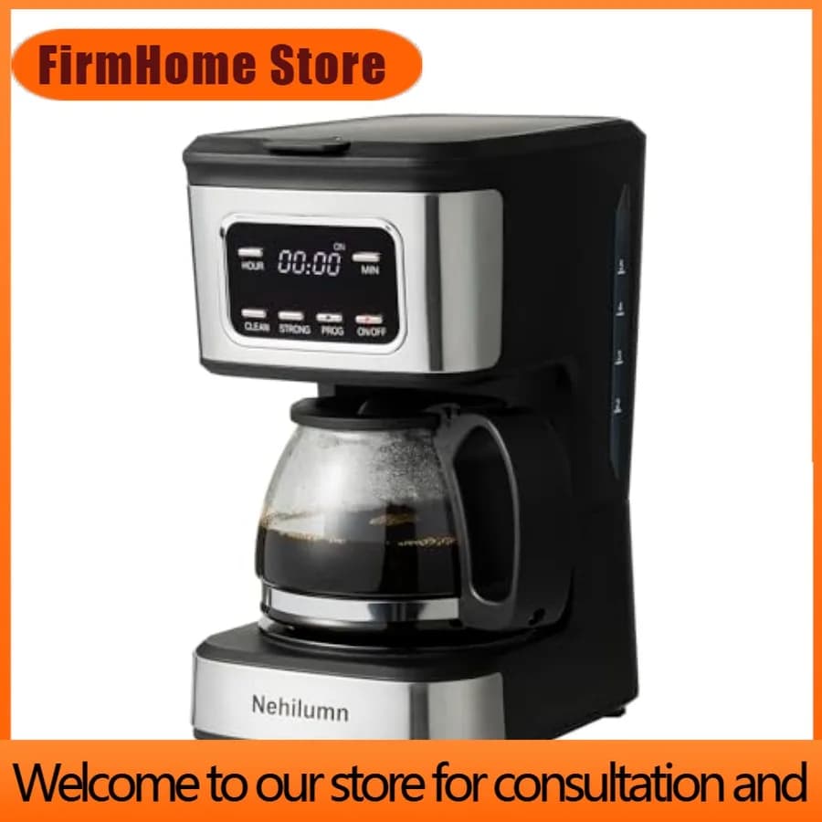 FirmHome Store5-Cup Programmable Coffee Maker - Reusable Filter Clear Water Level Indicator Auto Shut- Off Black AndStainless St