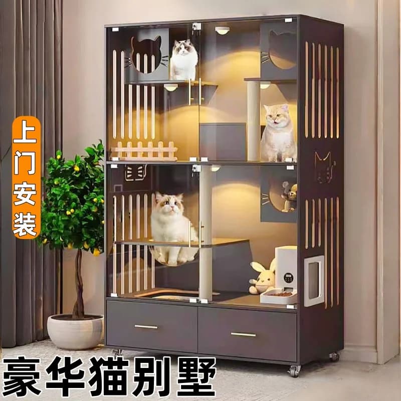 Gatto Nest Villa per uso domestico armadio integrato per interni scatola lettiera di lusso con gabbia per casa grande