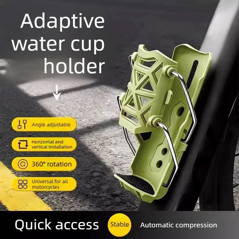 Supporto Universale Adattabile per Bicchiere d'Acqua da Moto 360° ° Portabottiglie Girevole e Regolabile con Compressione Automatica per Moto e Biciclette