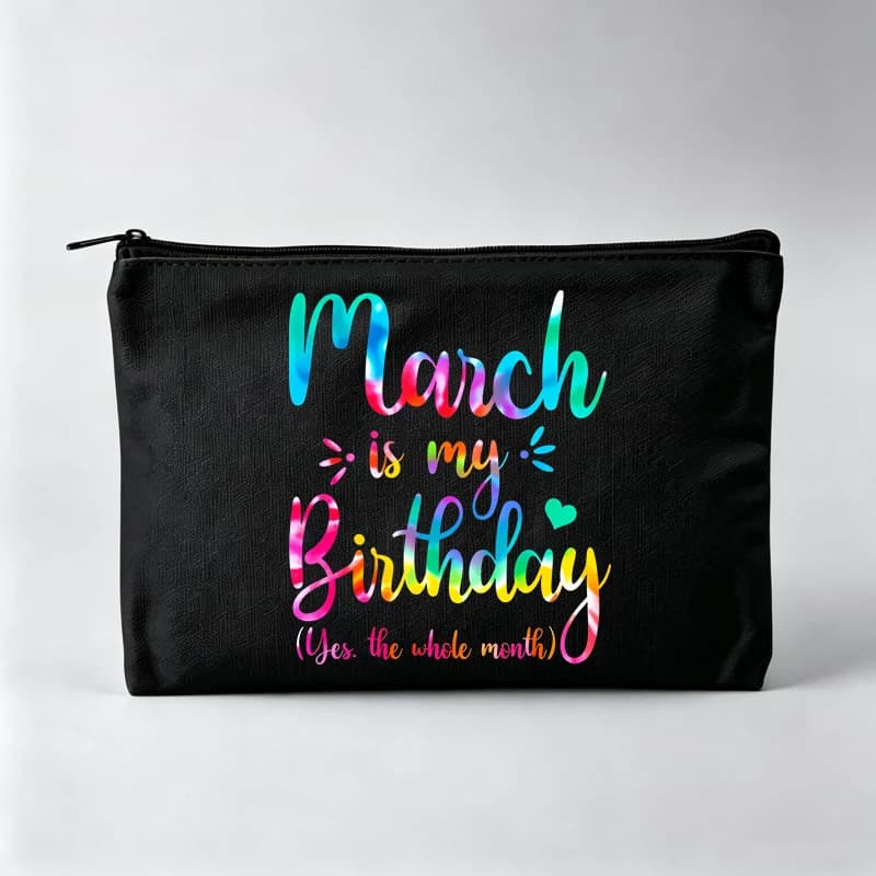 Handwritten Text Makeup Bag, Typography Print Cosmetic Pouch for Daily Use