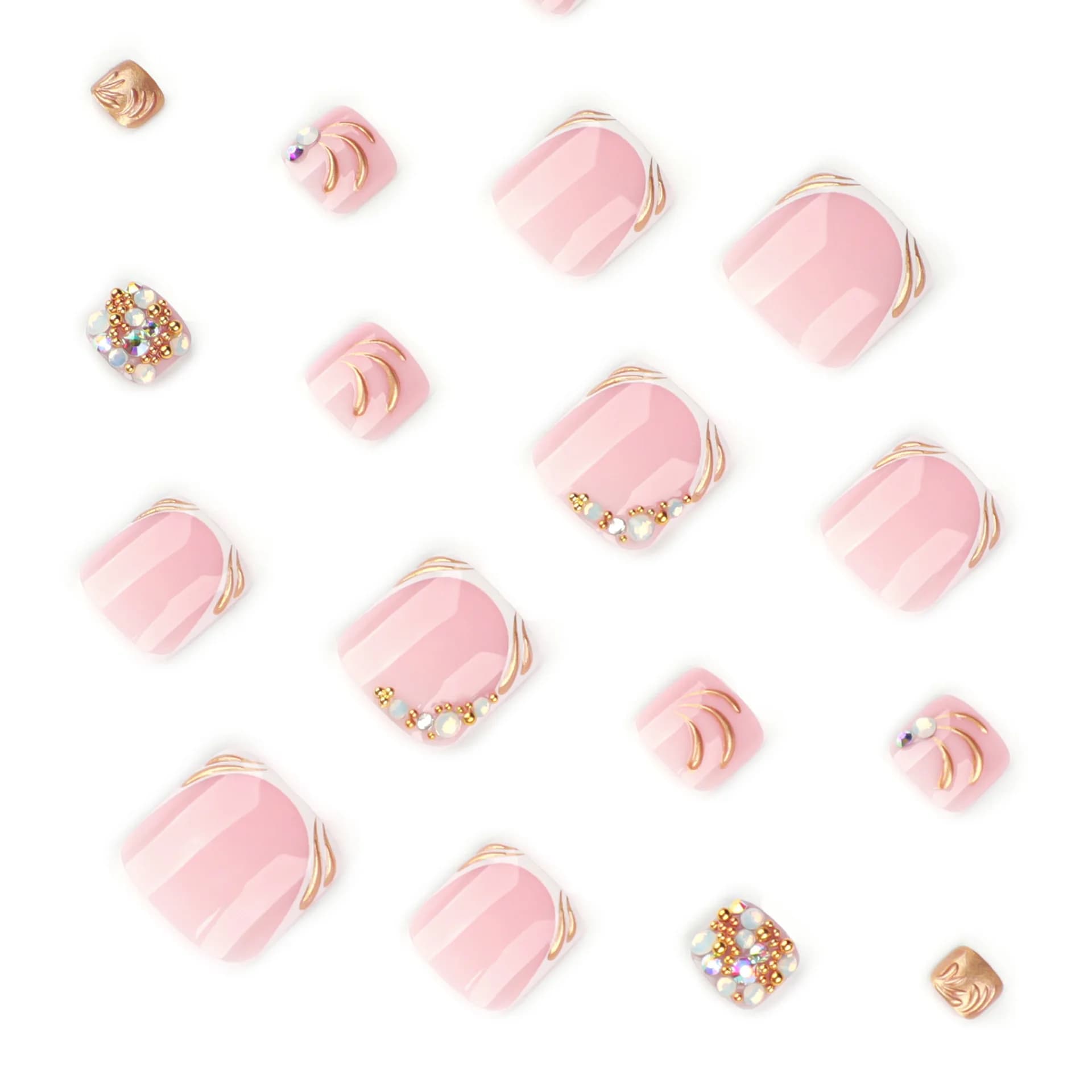 French Wear Nail Foot Nail Patch Flash Diamond Pearl Foot Nail Patch Nail Art Toenail Patch