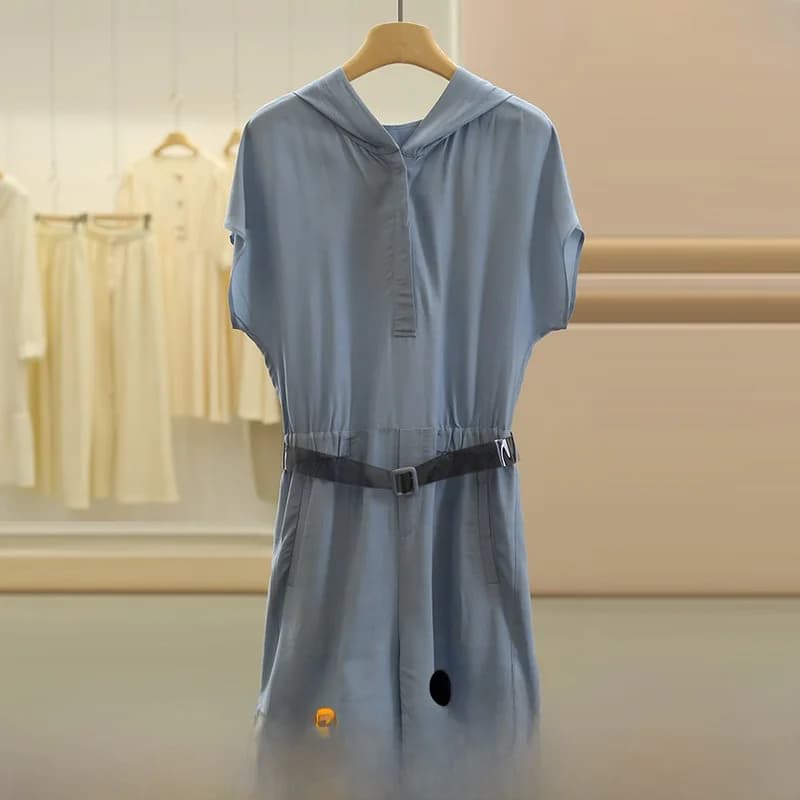 Casual Korean Style Short Sleeve Romper Waist Cinching Shorts for Women Summer Fashion plus Size Swimsuit