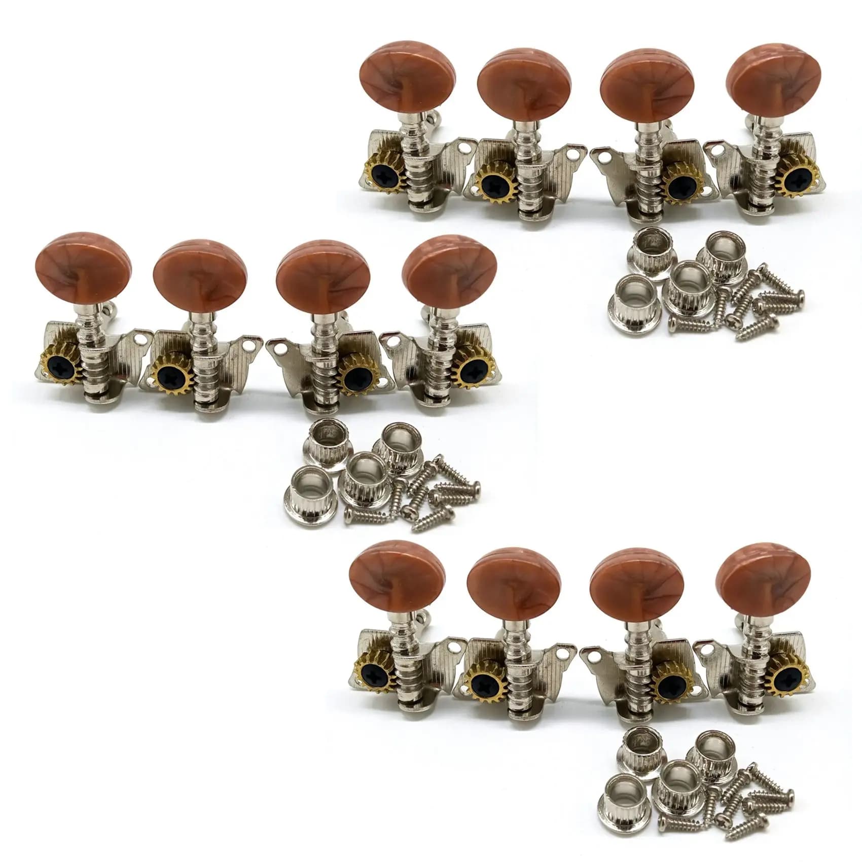 ABLB-12X 6R6L Metallo Ukulele Bloccaggio String Tuner Chitarra Tuning Peg Testa della macchina con testa marrone Pioli per Ukulele Parte di chitarra