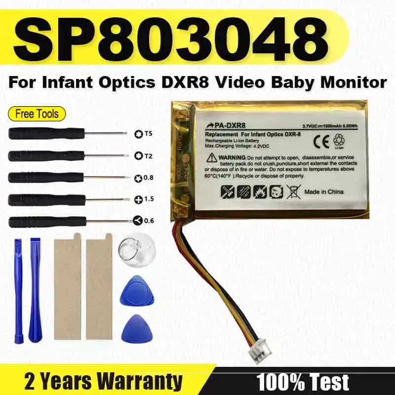 Batteria sostitutiva nuovissima per baby monitor video per ottica infantile DXR8 SP 803048 Batteria ricaricabile ai polimeri di litio da 1500 mAh 3,7 V
