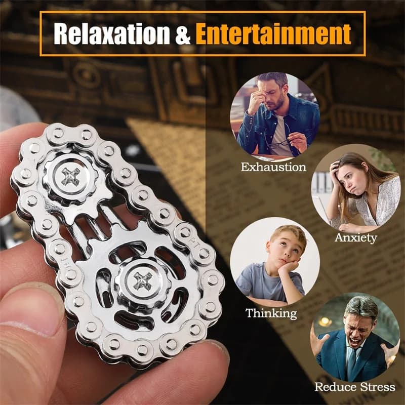 1Pcs Sprockets Flywheel Fingertip Gyro Fidget Spinner Antistress Anxiety Metal Bike Chains Fidget Toys For Adult Kids