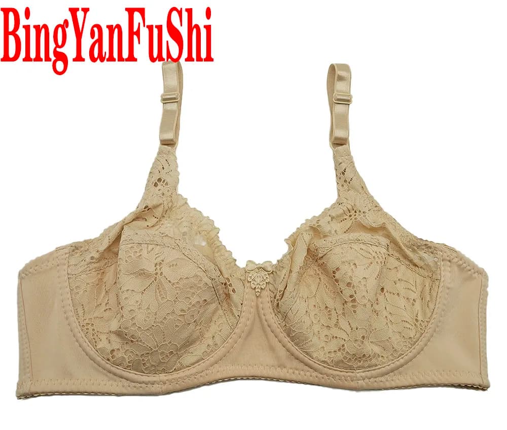 Top woman sexy lace bra full cover padded cotton bras underwear minimizer push up lingerie firm big breast bh C27