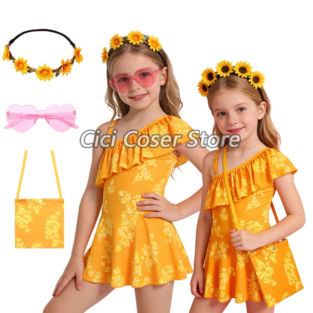 Judy Rabbit Officer Anime Zoo swimsuit, yellow cosplay costume with bath hat, for summer parties on the beach, for heights of 90-150 cm