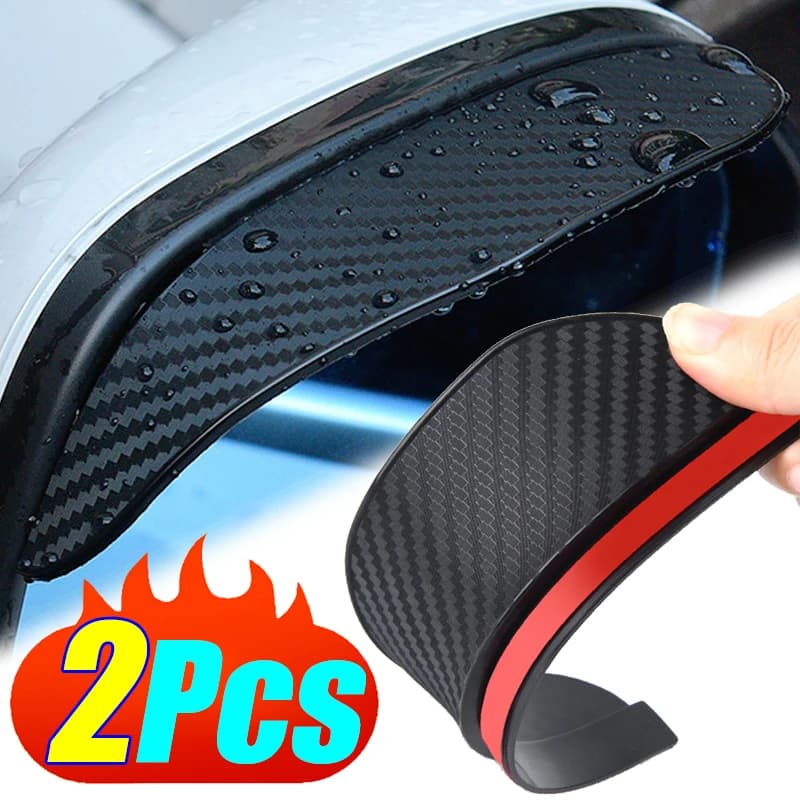 2 pieces carbon fiber mirror rearview mirror for auto shield raincoat flexible eyebrow rearview mirror for car shield rain protection rain cover