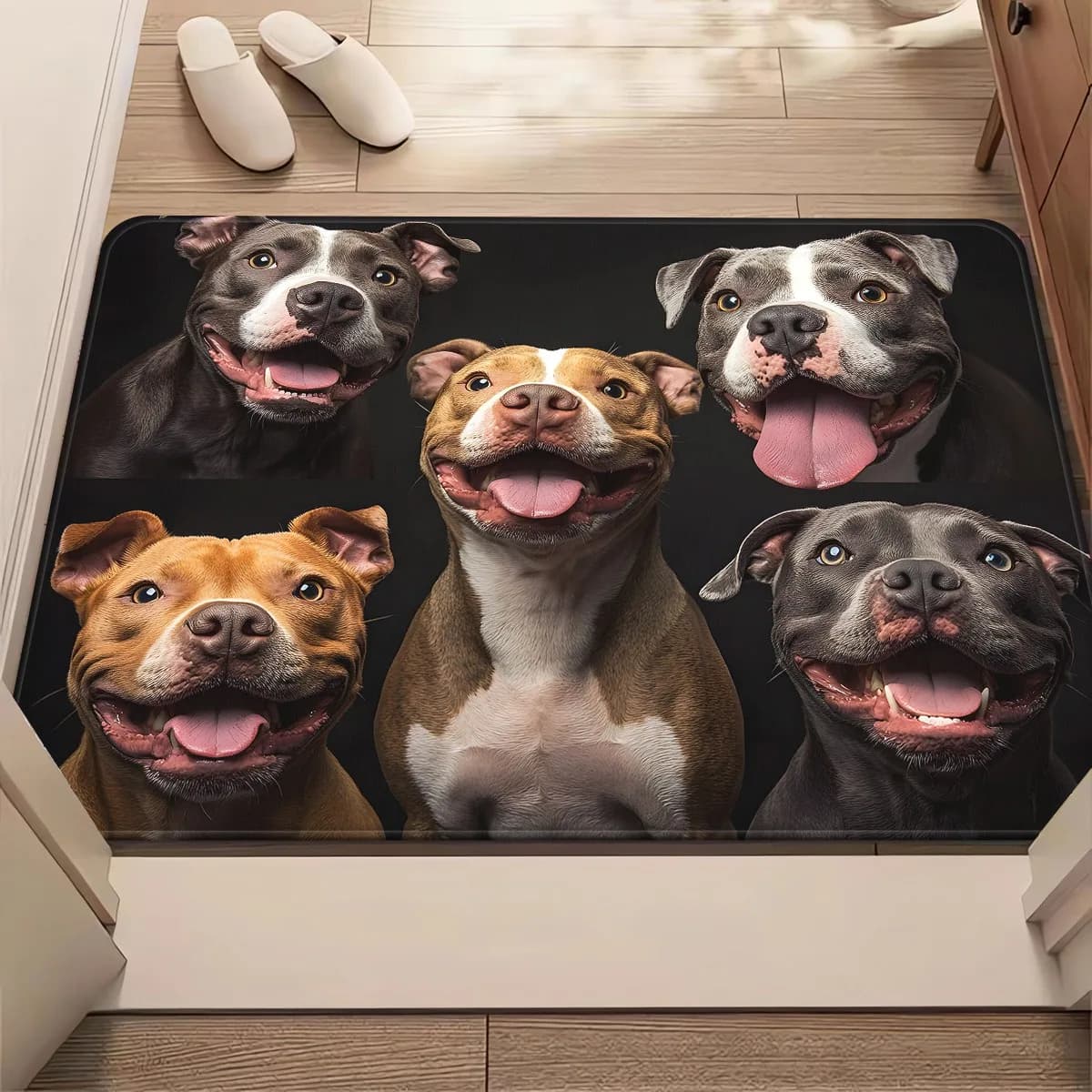 Tappeto d'ingresso con motivo Gruppo di Cani - Tappetino Antiscivolo in Microfibra per Ingresso e Camera da Letto - Lavabile, Decorazione per la Casa per Amanti degli Animali Domestici