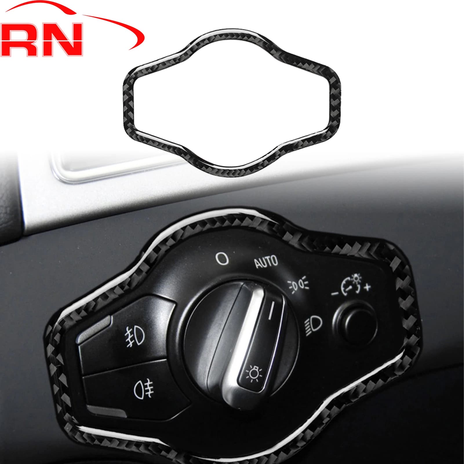 Per Audi A4 B8 09-16 A5 08-17 Q5 09-17 Cornice Decorativa in Fibra di Carbonio per Pulsante Fari, Accessori Interni, Adesivi