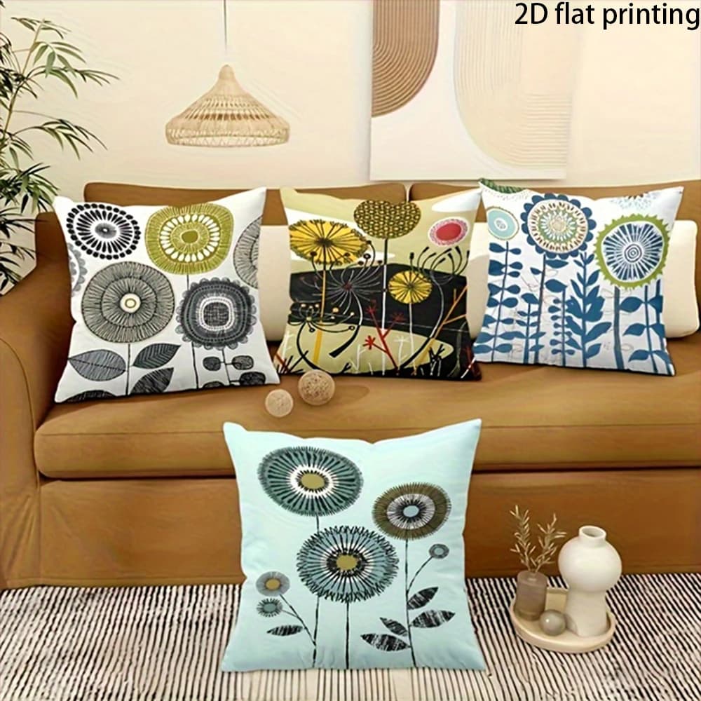 1/4PCS Retro Floral Print Throw Pillow Covers ,Suitable for beds, sofas, lounge chairs, home decoration.