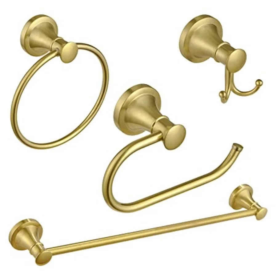 4 Pcs Bathroom Accessories Set Single Towel Bar Towel Ring Toilet Paper Holder Double Towel Hooks Wall Mounted Bath Hardware Ac