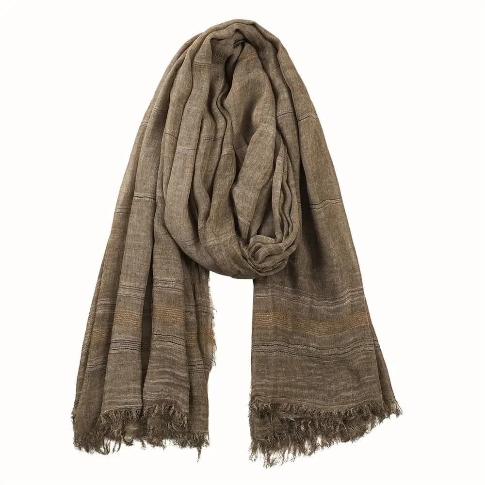 Cotton Linen Yarn-dyed Winter Men's Scarves Tassel Lightweight Bufanda Wraps Male Accessories Striped Neckerchief Wrap