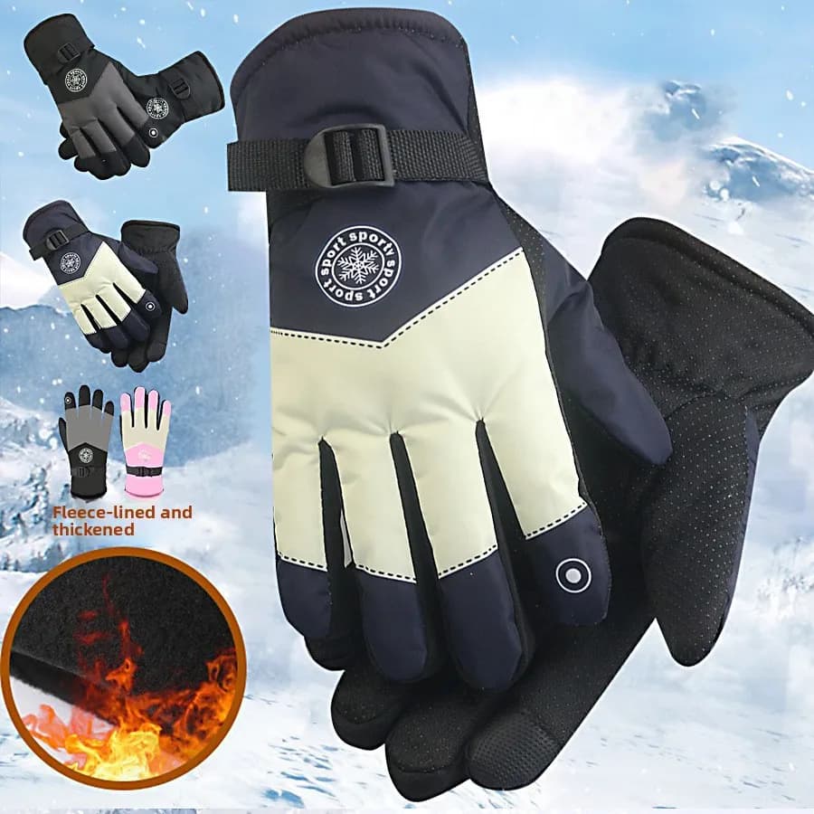 Winter Ski Gloves for Women Men Solid Color Windproof Warm Gloves Waterproof Warm Gloves Cycling Sports Accessories