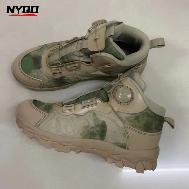 All Season Men Mid Top Outdoor Hiking Boots Breathable Wear‑resistant Non‑slip Rubber Sole Trekking Climbing Off‑Road Footwear