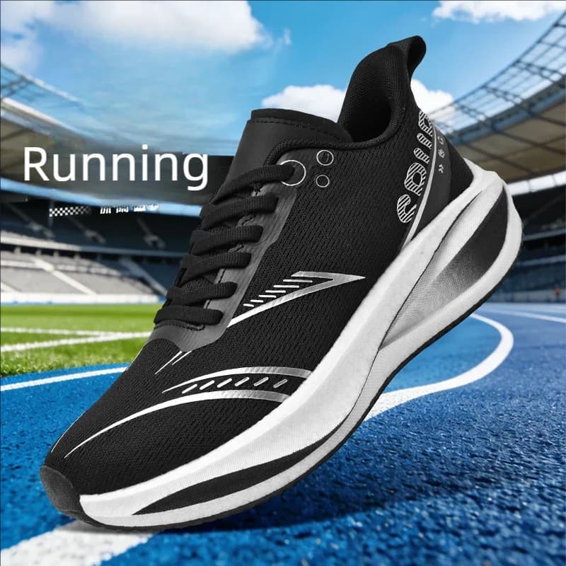 Men's racing shoes for all seasons, new casual sneakers with soft, comfortable, fashionable, breathable, light and fast, for students and sportsmen.
