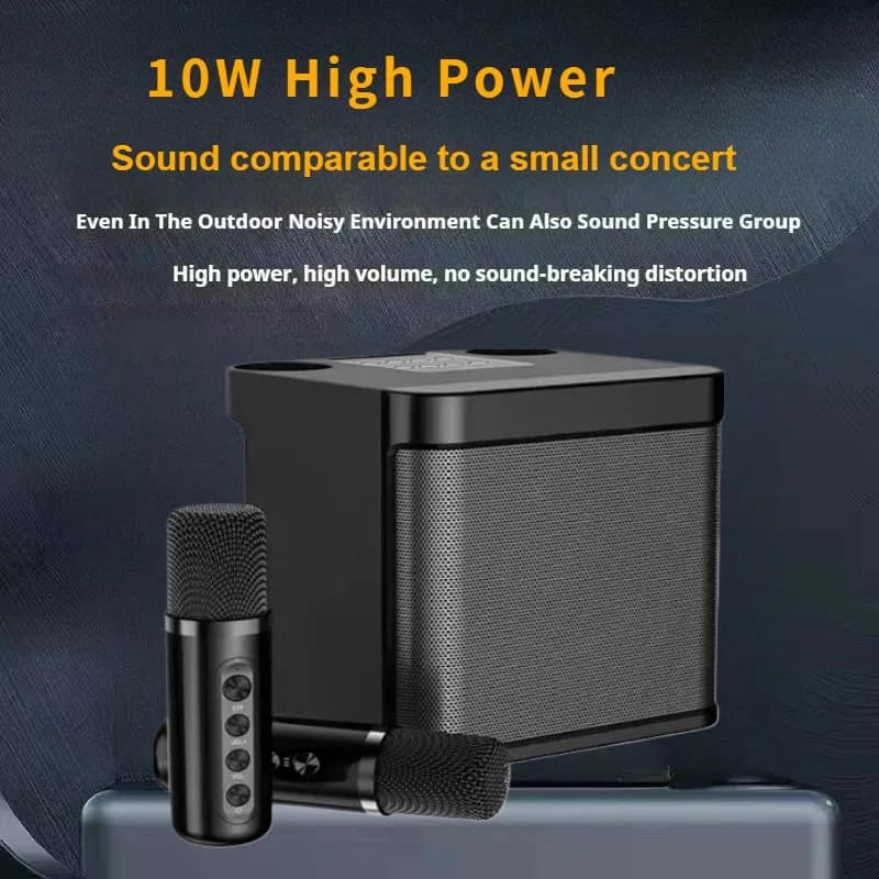 Karaoke Machine With 2 Wireless Dual Microphones Portable Boombox AUX TF Card U Disk Player Voice Changer For Party