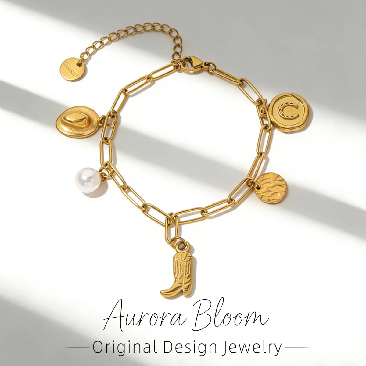 AURORA Trend Boots Hat Horseshoe Pendant Bracelets For Women Fashion Charm Hand Bracelet Stainless Steel Jewelry Accessories