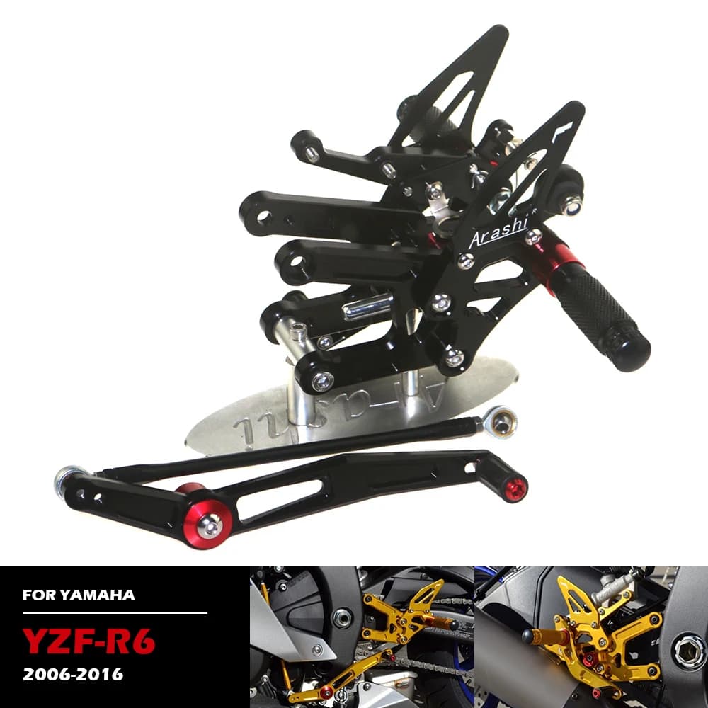 Pedane regolabili per moto R6 per accessori modificati in lega di alluminio CNC YAMAHA YZF-R6 2006-2016