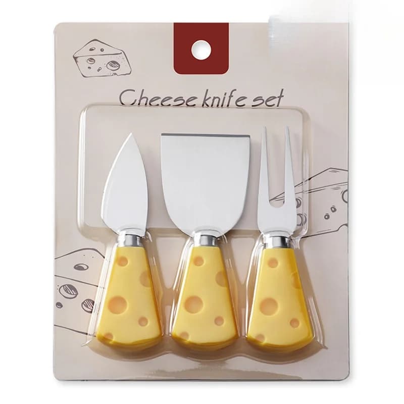 Creative Yellow Cheese Handle Knife and Fork Shovel Three-piece Stainless Steel Cheese Knife Set