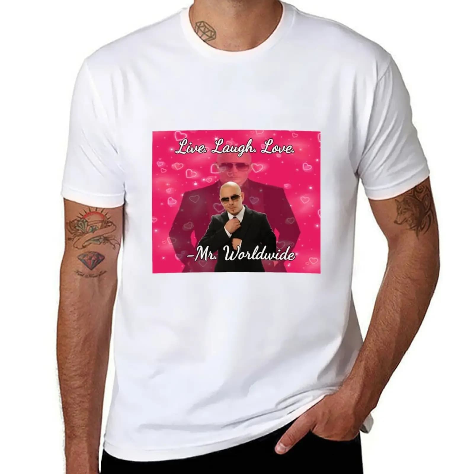 T-shirt Ultra Soft Breathable Tee Top con scritta “live love worldwide” per Mr. Laugh