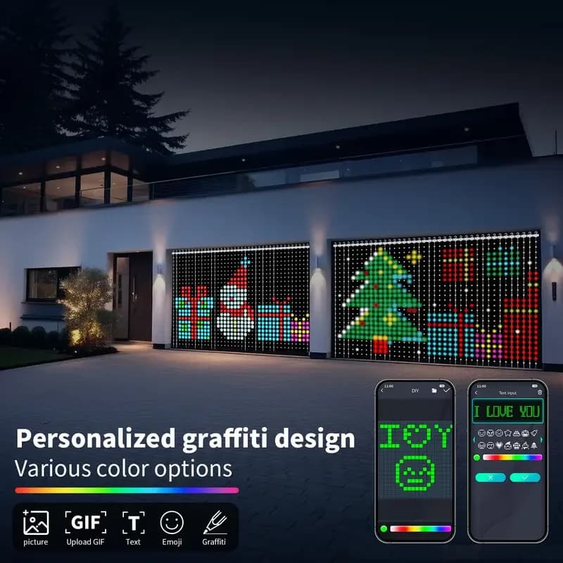 WS2812B Bluetooth APP Controllo Smart LED RGB Tenda String Light Fata Luce Immagine fai da te Ghirlanda di nozze Decorazione natalizia