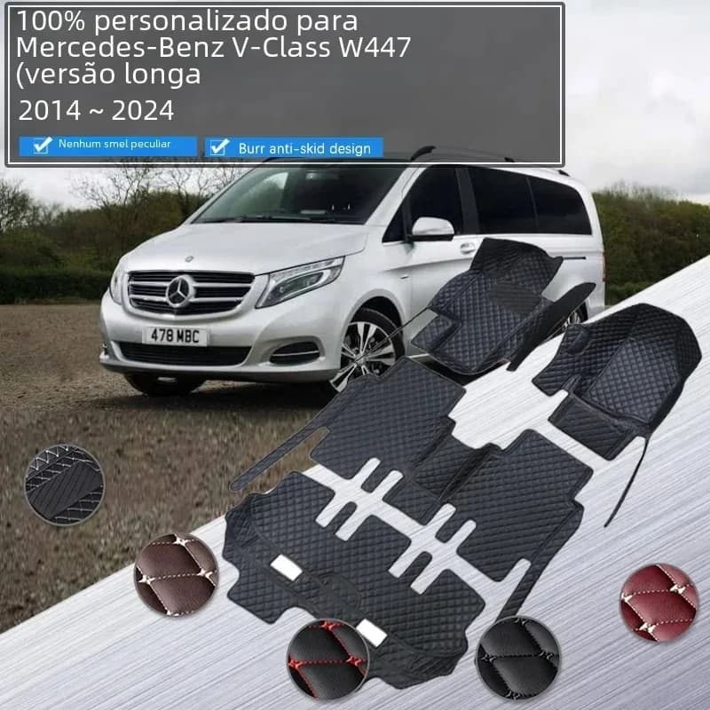 Tappetini auto per Mercedes-Benz Classe V Vito Viano W447 2014 ~ 2024 Versione lunga Cuscinetti impermeabili Tappeti per piedi Accessori interni