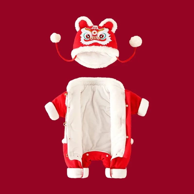 2025NUOVO stile tuta per bambini Tang Suit Hanfu rosso cinese tradizionale capodanno vestito drago pagliaccetto regalo di compleanno