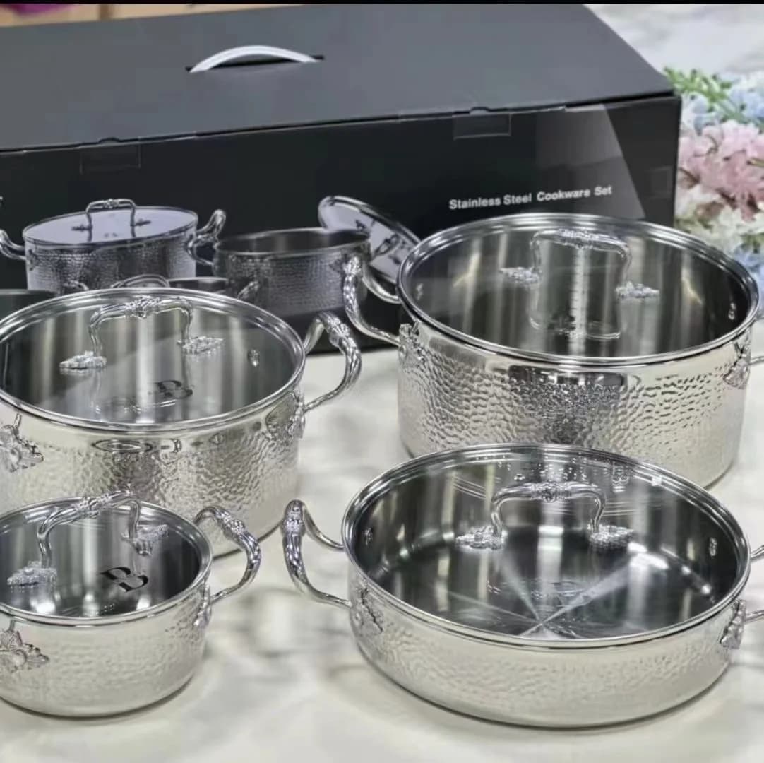 304 stainless steel household kitchen thickened food grade stainless steel uncoated milk soup pan frying pan set