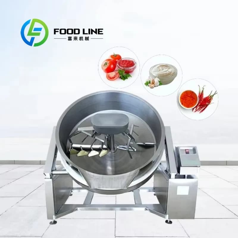 Fully automatic planetary agitation pan with engine for filling and tipping sandwiches and dumplings