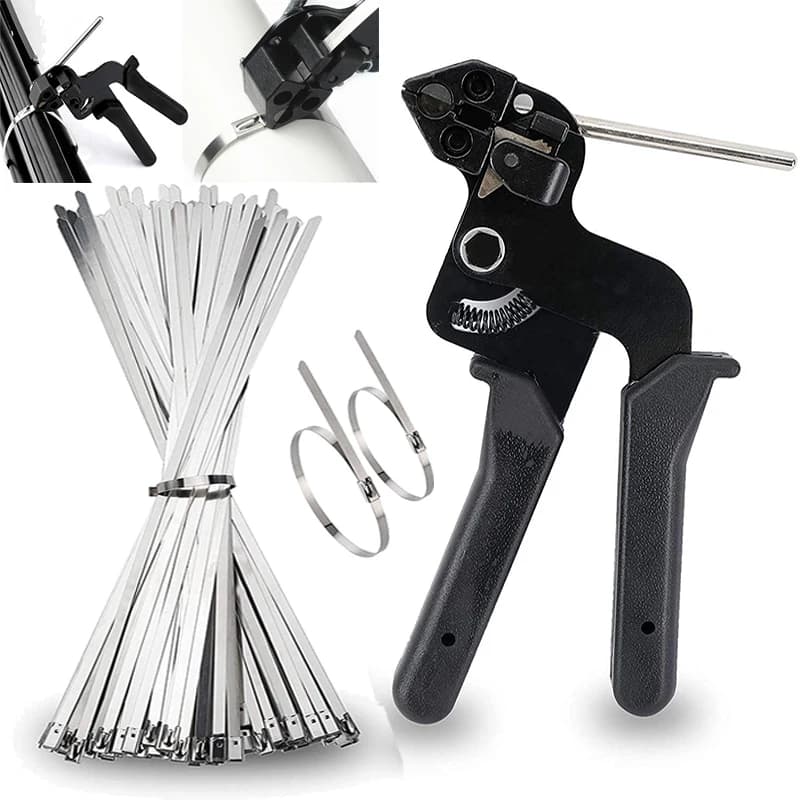 Stainless Steel Cable Tie Multi-Purpose Locking Cable Metal Tie Automatic Tension Cable Tie Plier Bundle Tool Fastening Tool
