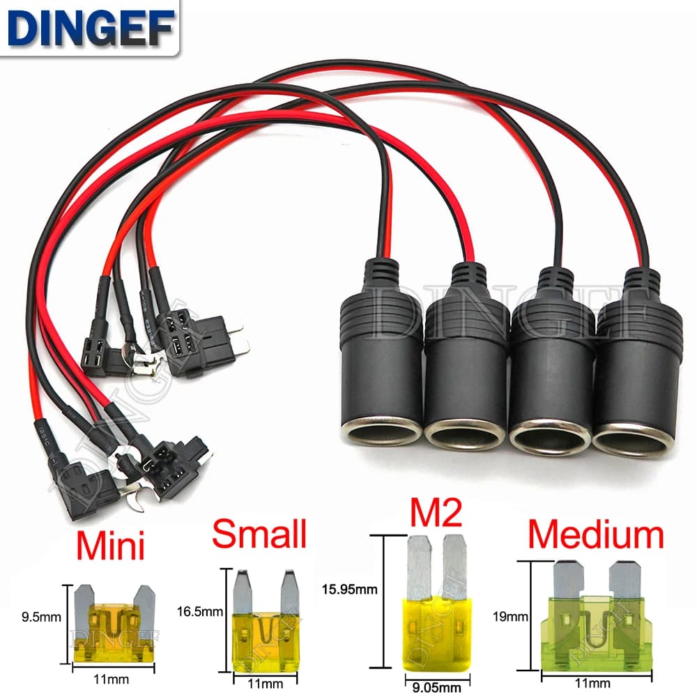 1Set Cavo per caricabatterie per accendisigari per auto in rame puro Presa femmina Cavo adattatore per connettore con fusibile per auto 10A 20A 30A 25A 1A