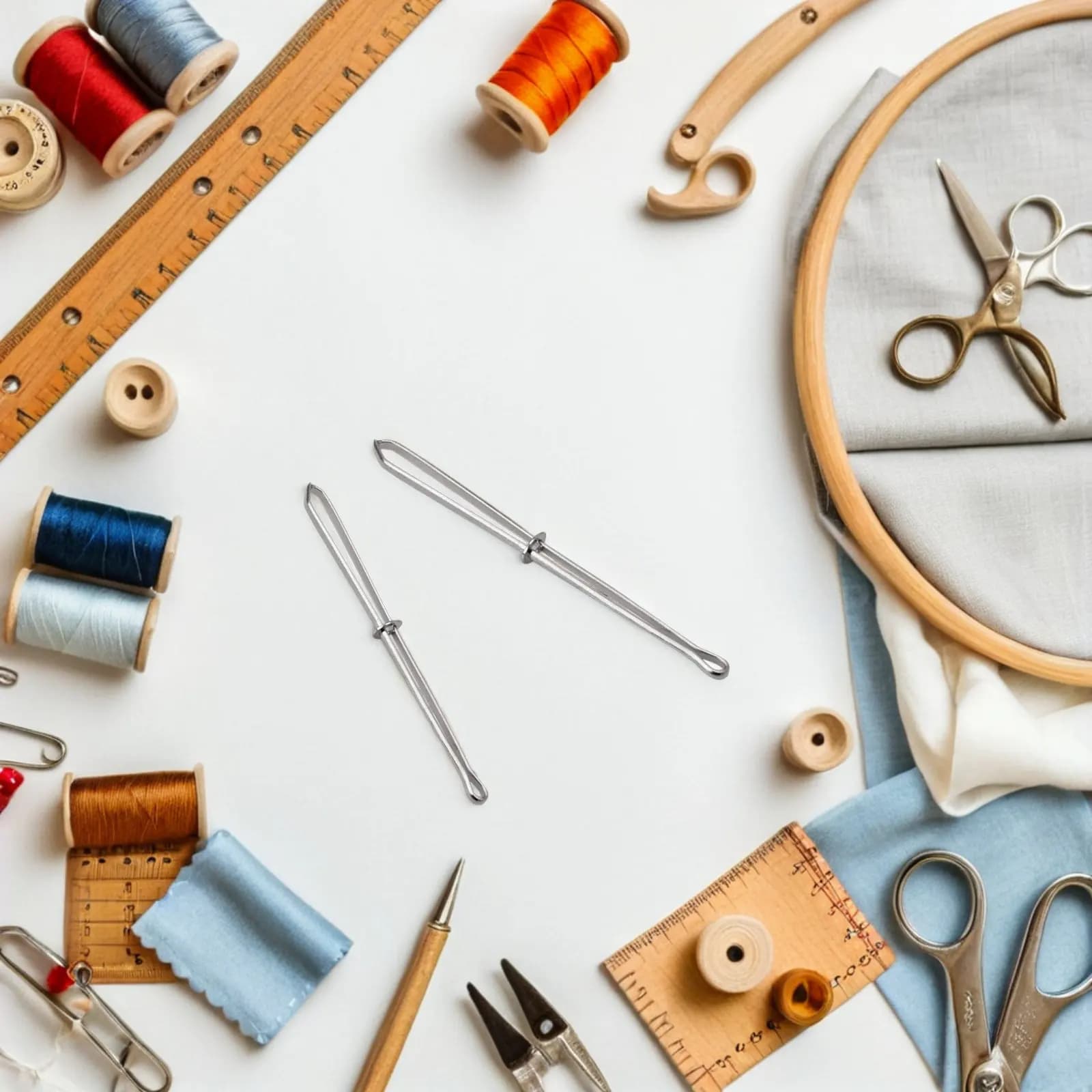 2 Pezzi Infilacorda in Metallo per Elastici, Strumento per Cucito Fai da Te, Artigianato Domestico, Dispositivo per Infilare Corde per Cinture e Felpe con Cappuccio