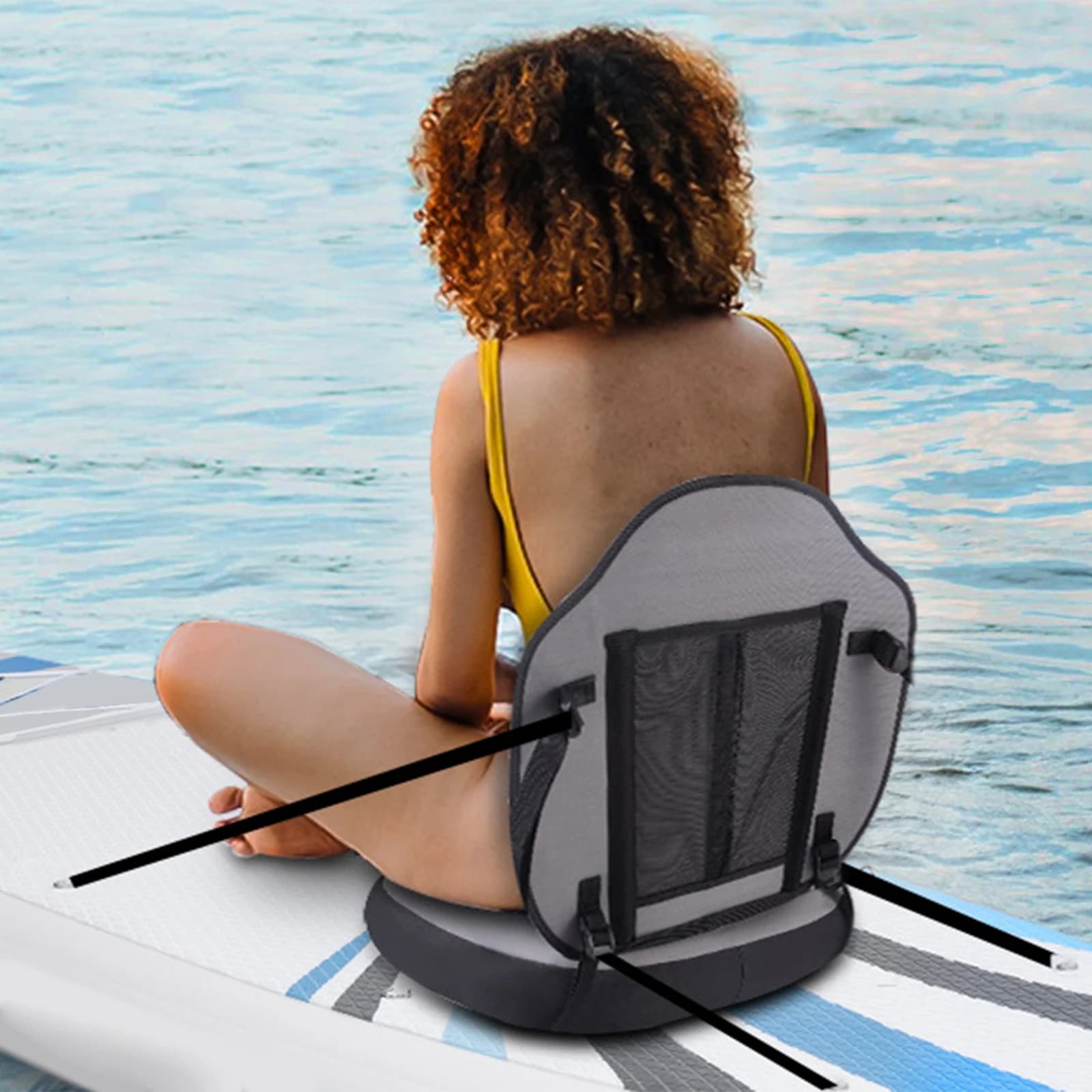 Universal Paddle Kayaks Seat with Back Support & Air Pump Adapter Thicken Cushion Paddle Board Seats for Kayaking&Rafting
