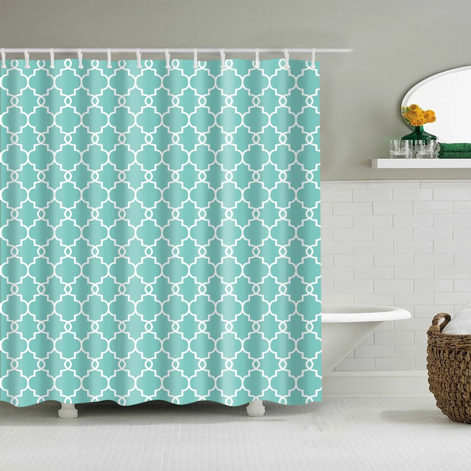 Tenda da doccia per bagno a strisce ondulate Tende da bagno impermeabili stampate geometriche per vasca da bagno Copertura da bagno per bagno