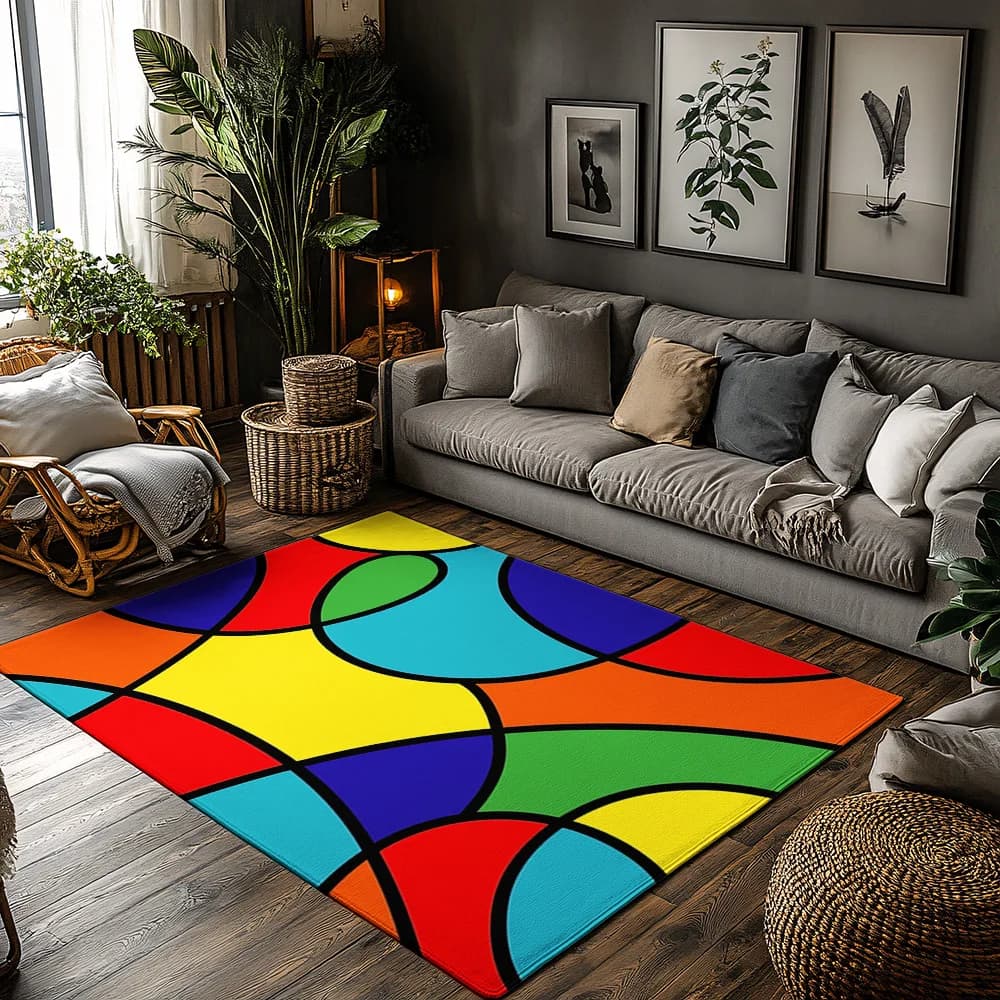 Carpet with geometrical area Modern Abstract carpet Living room Mat Interior and exterior decorations for interior and non-slip exterior Elegant floor covering
