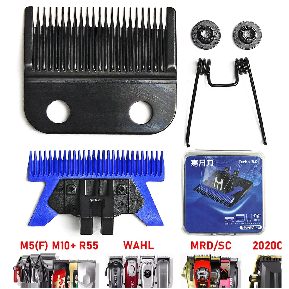 BRDCLIP Lama per tosatrice elettrica professionale per V001 8148 V003 R77F M10 Madeshow Wmark Kulilang Vgr Barbes Lama blu sbiadita